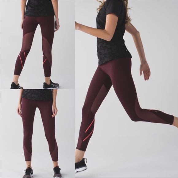 Lululemon All Meshed Up 7/8 Tight - Bordeaux, Size 2 - Picture 1 of 14